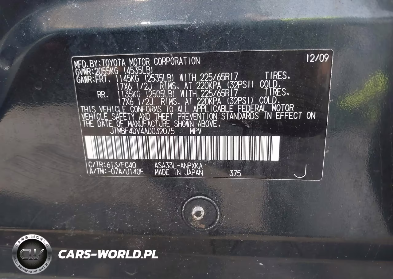 2010 Toyota Rav4 VIN:JTMBF4DV4AD032075 - 9
