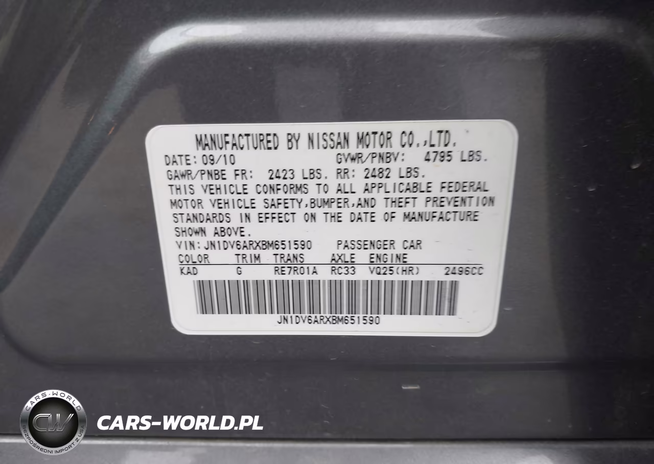 2011 Infiniti G25X VIN:JN1DV6ARXBM651590 - 9