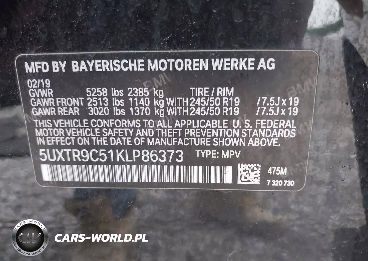 2019 BMW X3 xDrive30I VIN:5UXTR9C51KLP86373 - 9