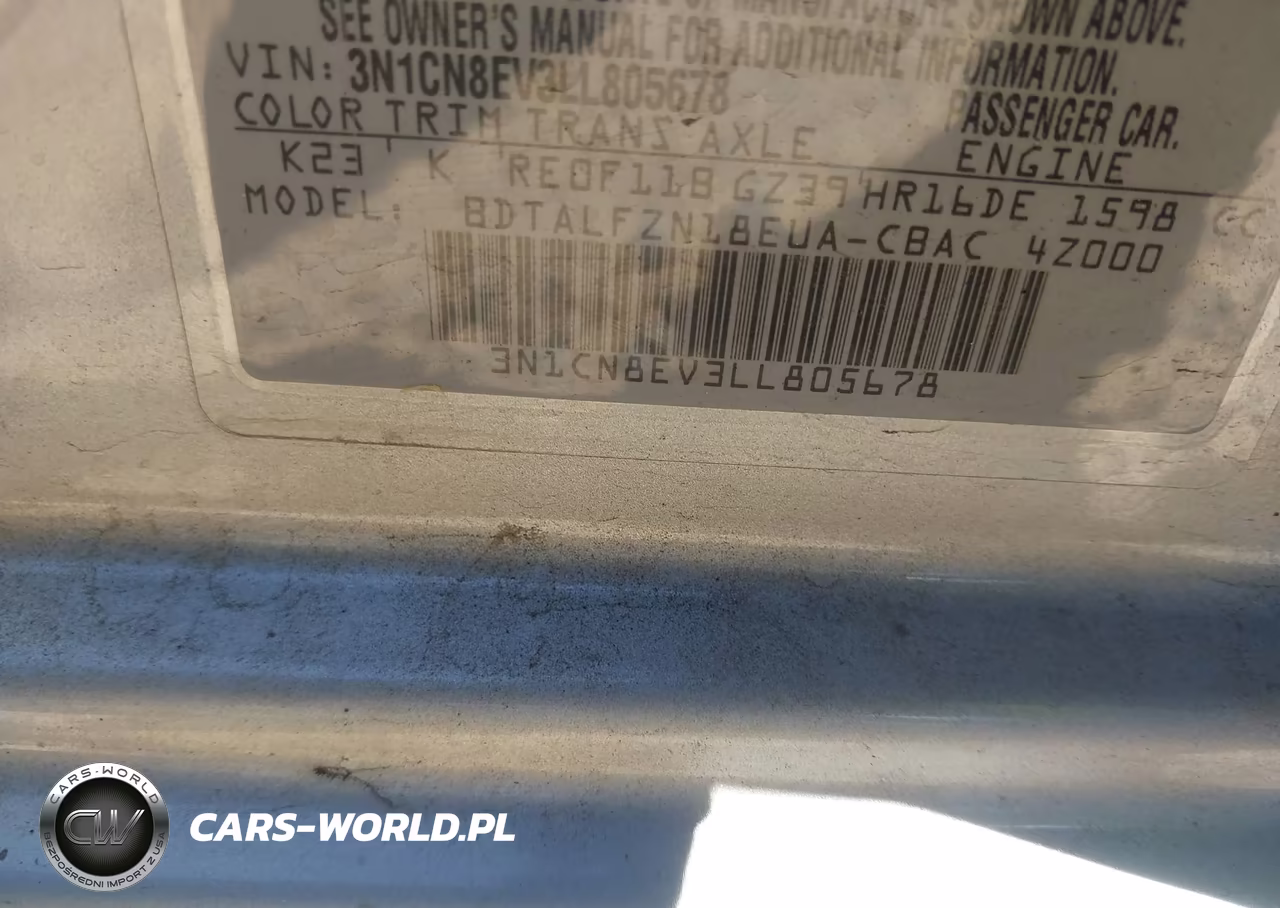 2020 Nissan Versa Sv Xtronic Cvt VIN:3N1CN8EV3LL805678 - 9