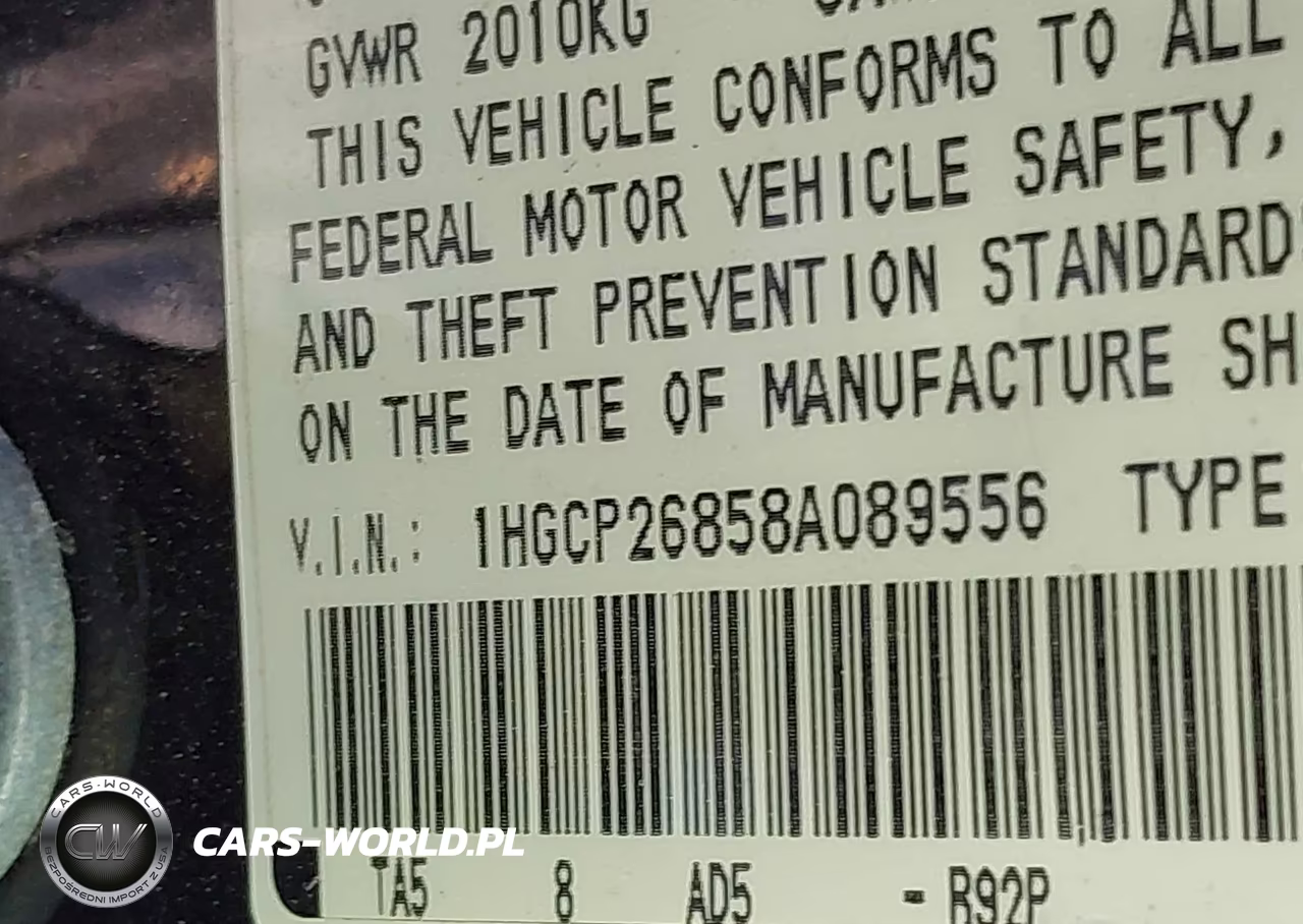 2008 Honda Accord 2.4 Ex-L VIN:1HGCP26858A089556 - 9