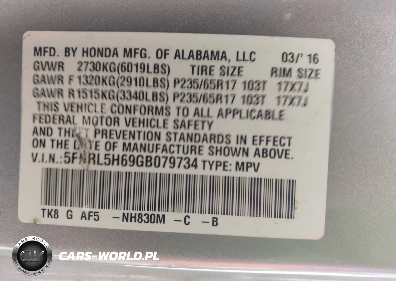 2016 Honda Odyssey Ex-L VIN:5FNRL5H69GB079734 - 9