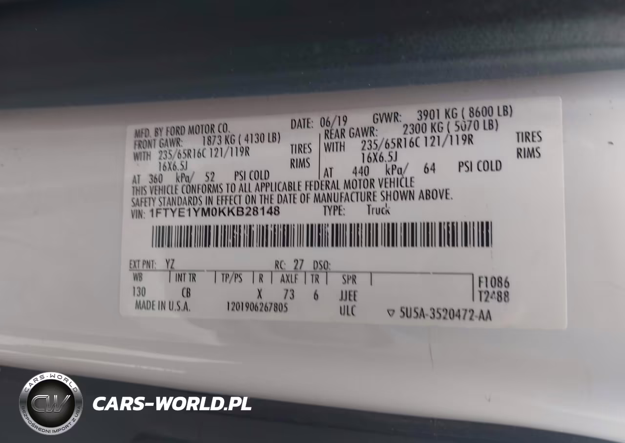 2019 Ford Transit-150 VIN:1FTYE1YM0KKB28148 - 9