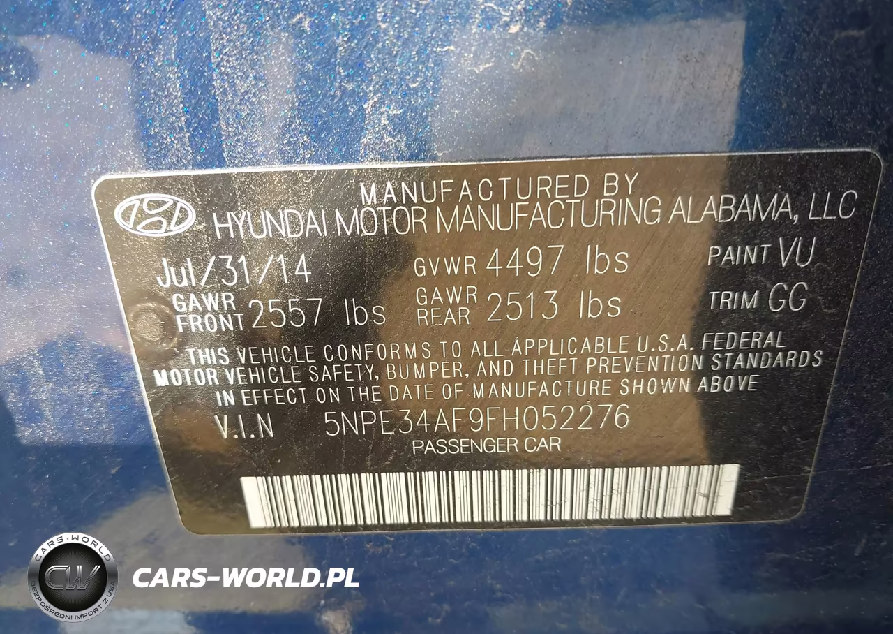 2015 Hyundai Sonata Sport VIN:5NPE34AF9FH052276 - 9