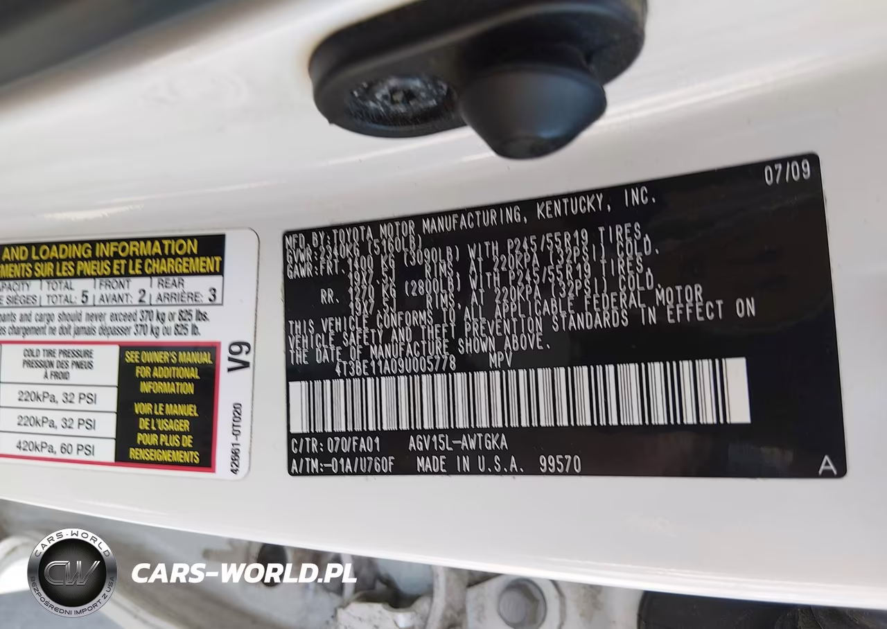 2009 Toyota Venza VIN:4T3BE11A09U005778 - 9