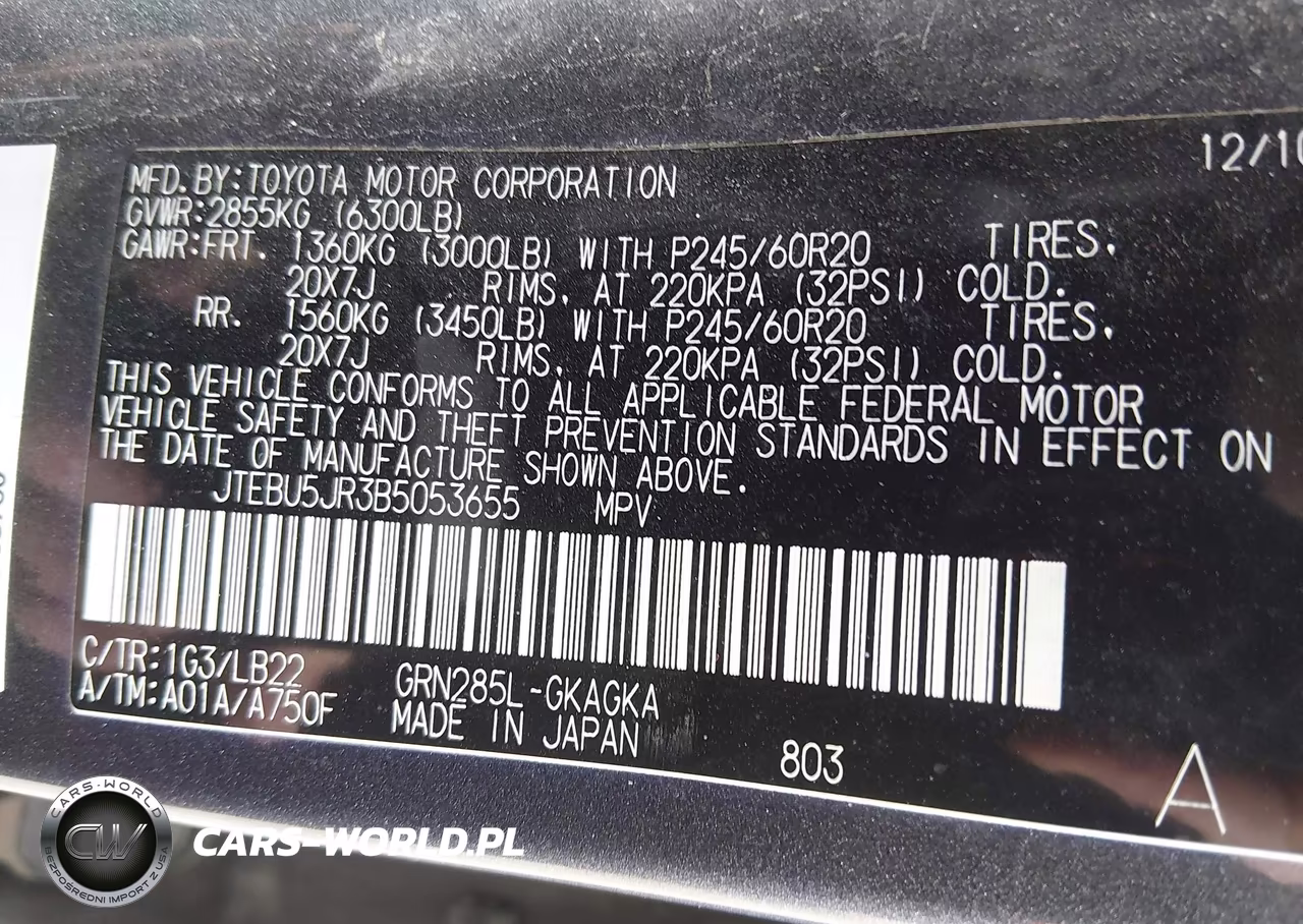 2011 Toyota 4Runner Limited V6 VIN:JTEBU5JR3B5053655 - 9