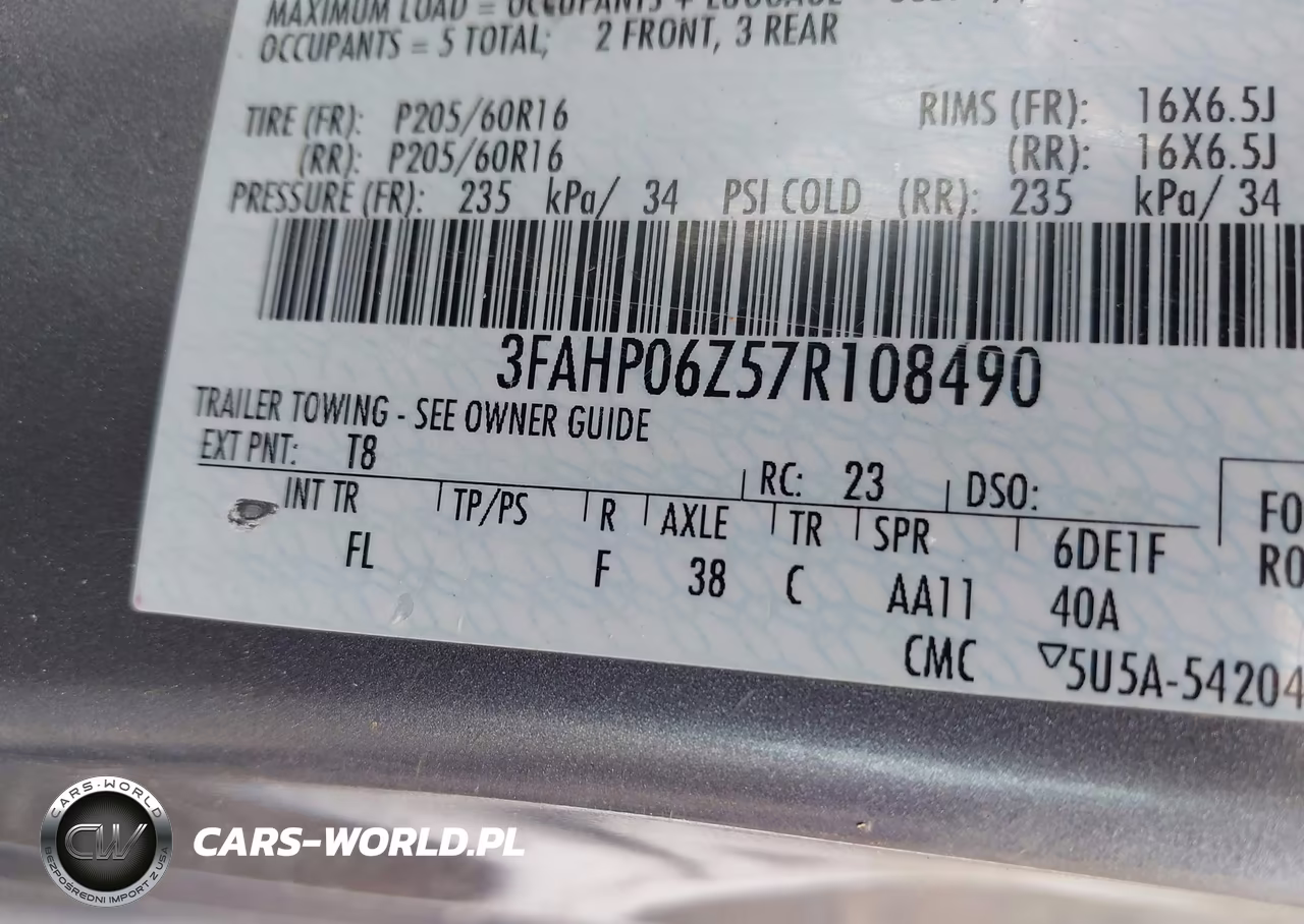 2007 Ford Fusion S VIN:3FAHP06Z57R108490 - 9