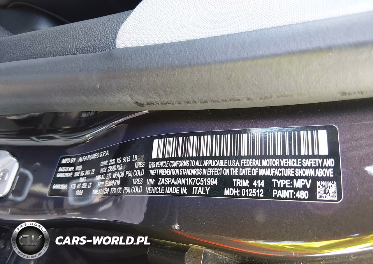 2019 Alfa Romeo Stelvio Rwd VIN:ZASPAJAN1K7C51994 - 9