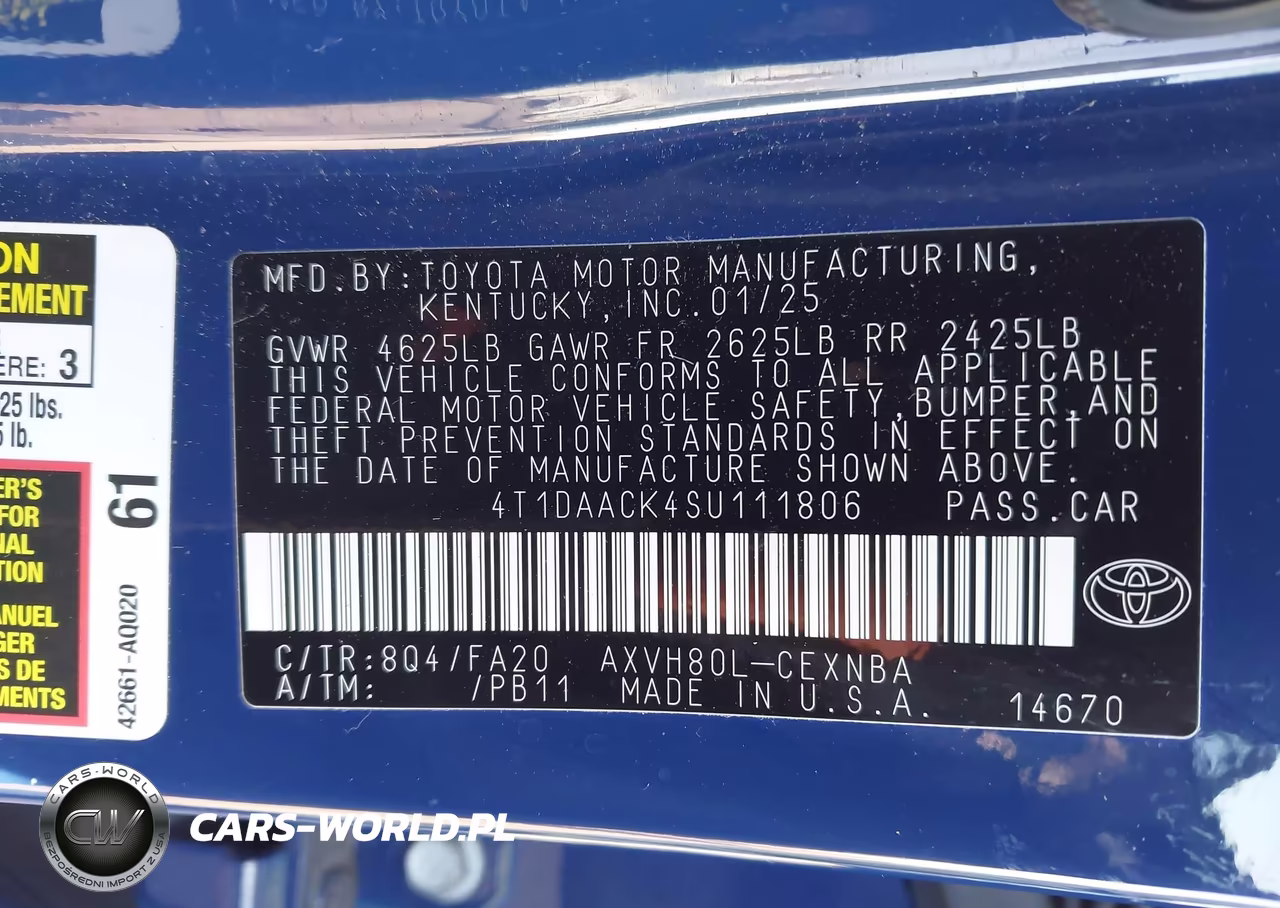 2025 Toyota Camry Le VIN:4T1DAACK4SU111806 - 9