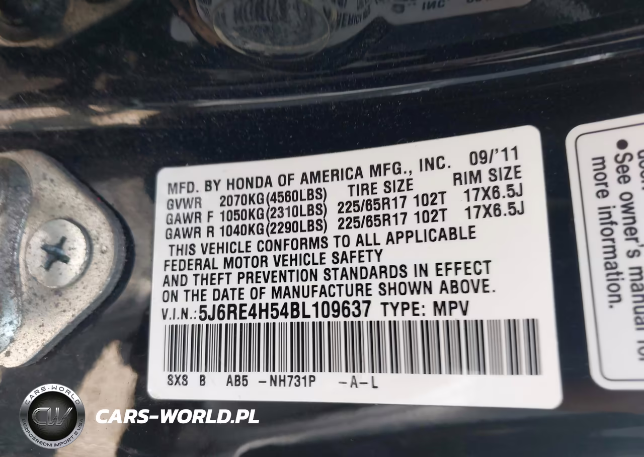 2011 Honda Cr-V Ex VIN:5J6RE4H54BL109637 - 9