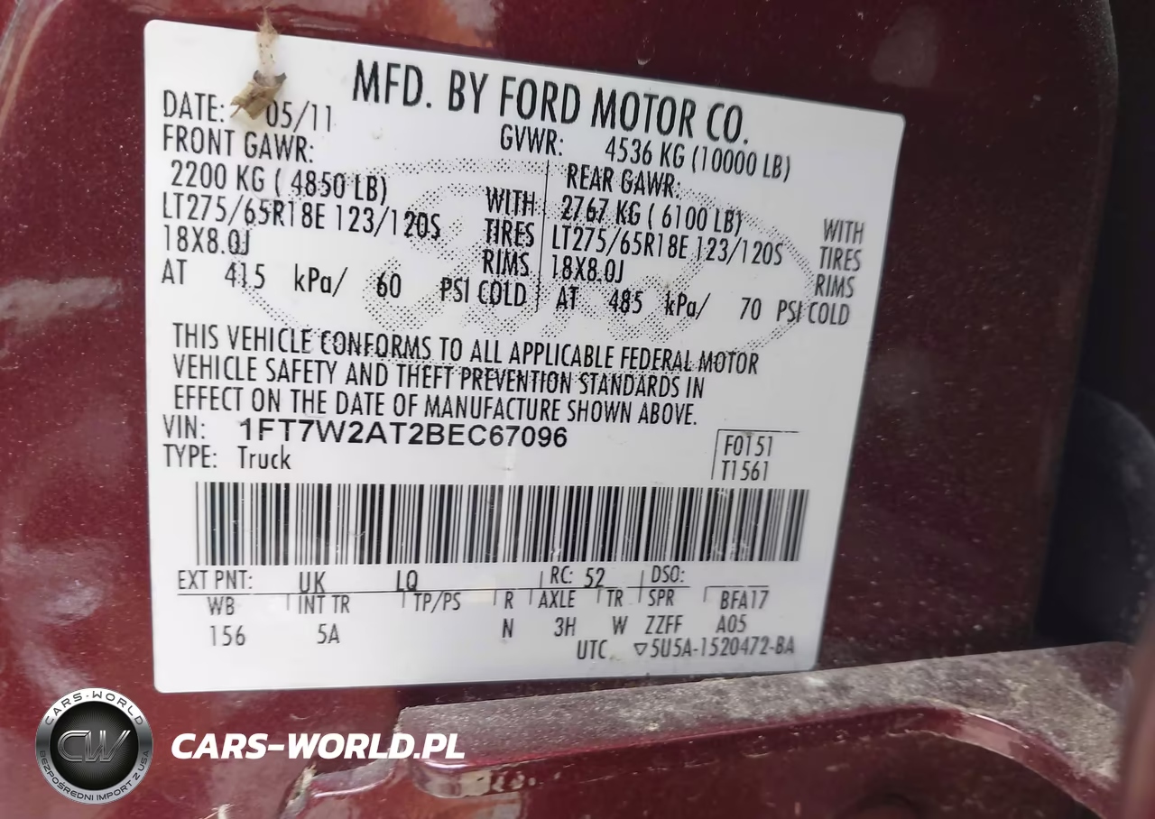 2011 Ford F-250 Lariat VIN:1FT7W2AT2BEC67096 - 9