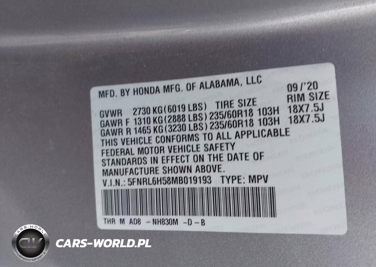 2021 Honda Odyssey Ex VIN:5FNRL6H58MB019193 - 9