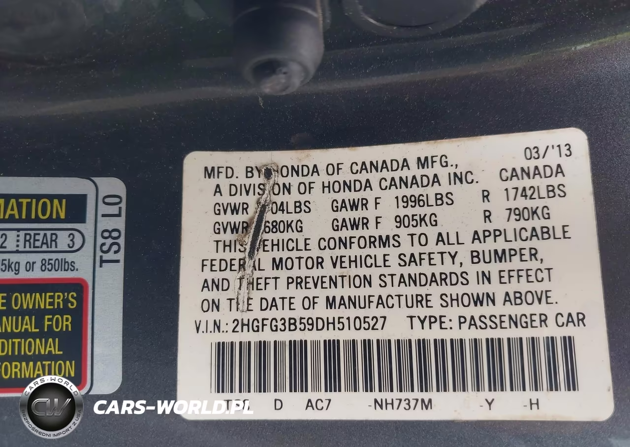 2013 Honda Civic Lx VIN:2HGFG3B59DH510527 - 9