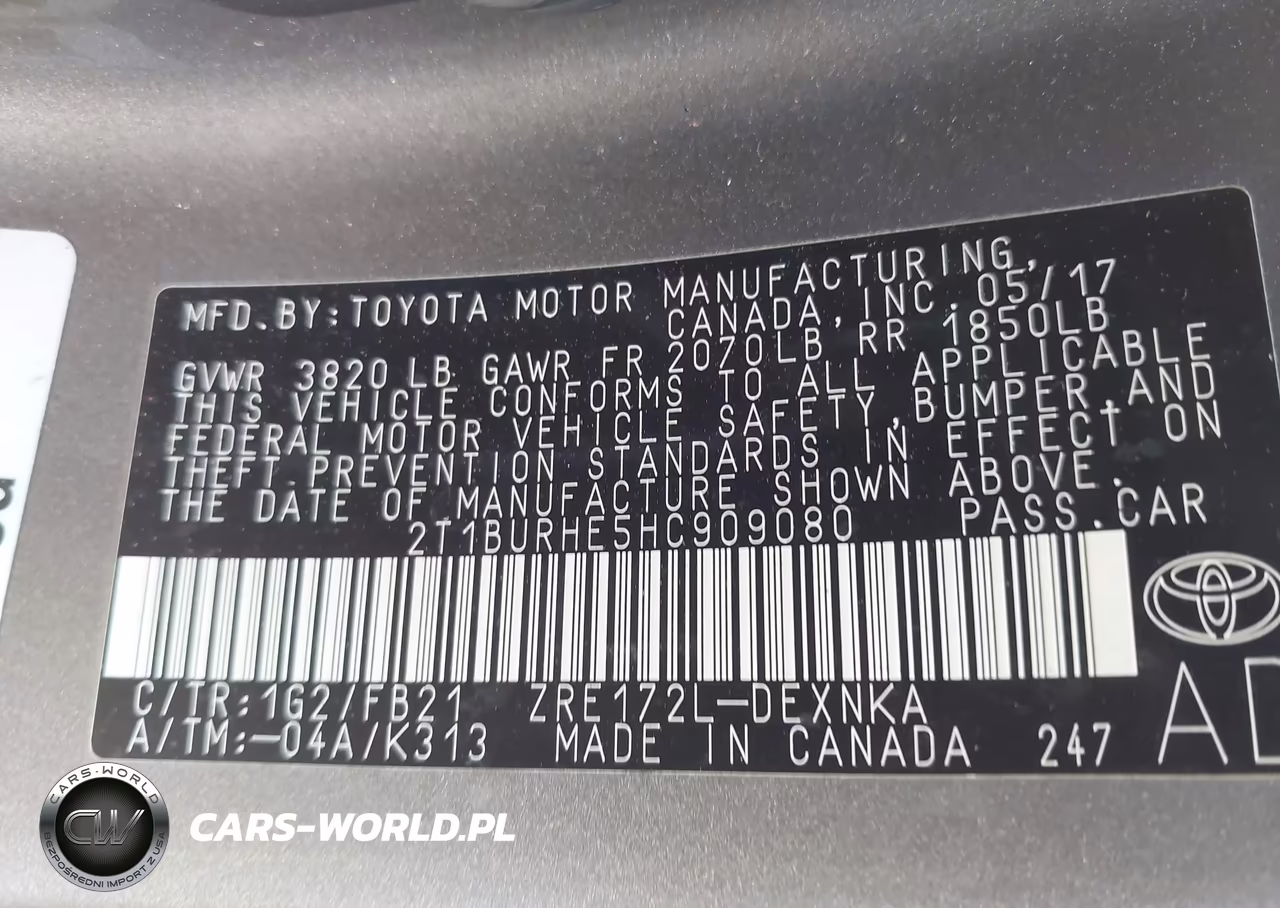 2017 Toyota Corolla Le VIN:2T1BURHE5HC909080 - 9