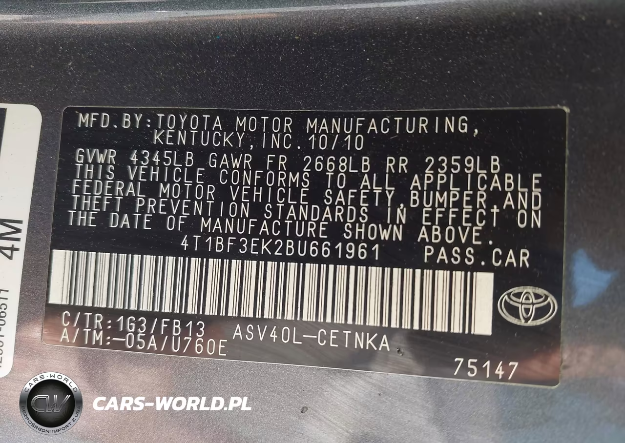2011 Toyota Camry Le VIN:4T1BF3EK2BU661961 - 9