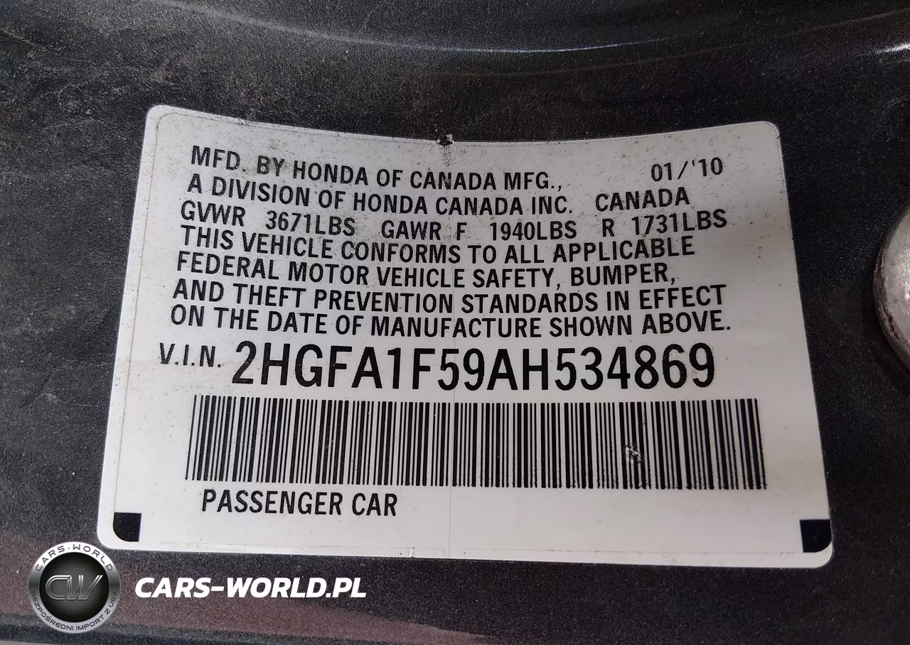 2010 Honda Civic Lx VIN:2HGFA1F59AH534869 - 9