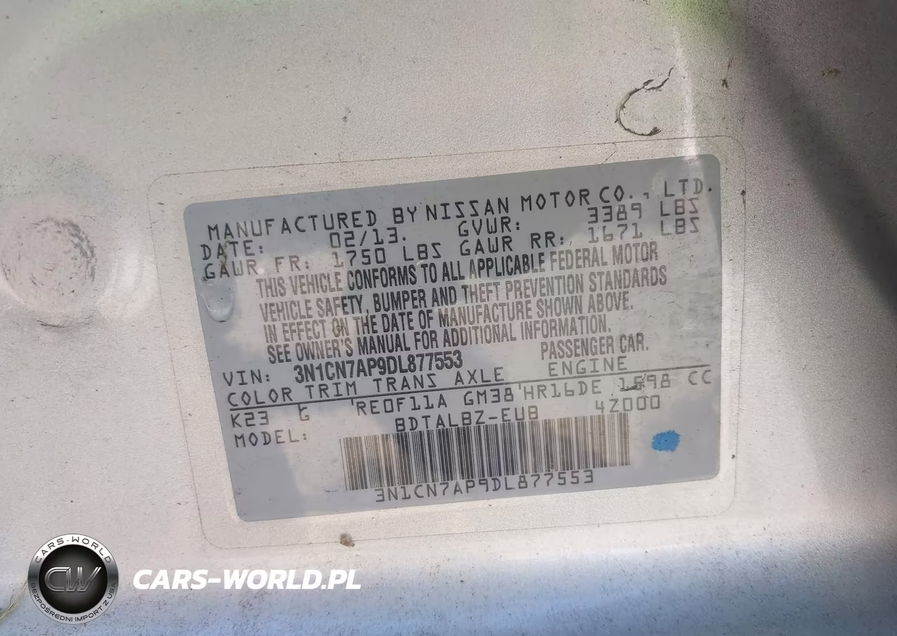 2013 Nissan Versa 1.6 Sv VIN:3N1CN7AP9DL877553 - 9