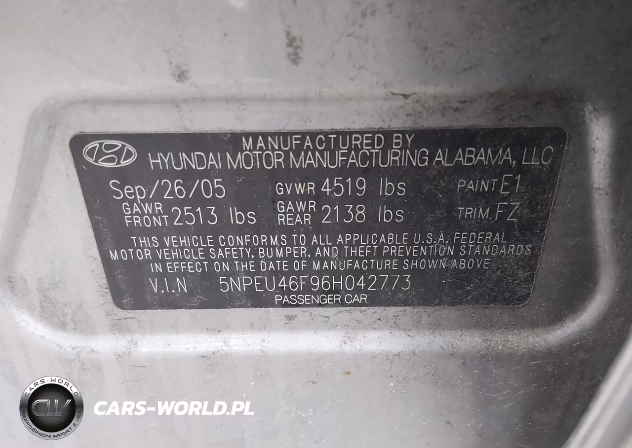 2006 Hyundai Sonata VIN:5NPEU46F96H042773 - 9