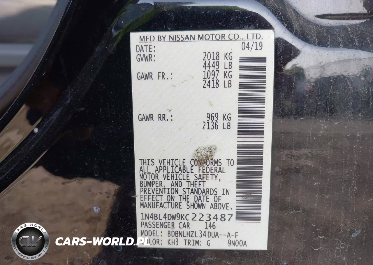 2019 Nissan Altima 2.5 Sv VIN:1N4BL4DW9KC223487 - 9