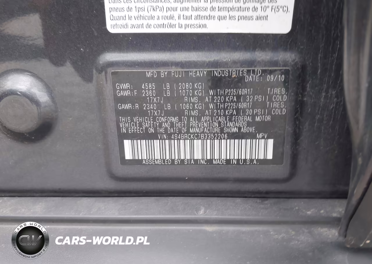2011 Subaru Outback 2.5I Limited VIN:4S4BRCKC7B3352206 - 9