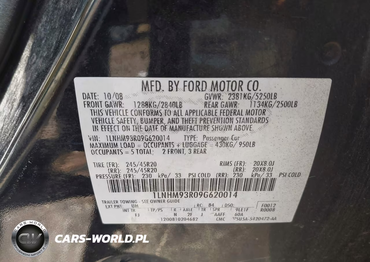 2009 Lincoln Mks VIN:1LNHM93R09G620014 - 9