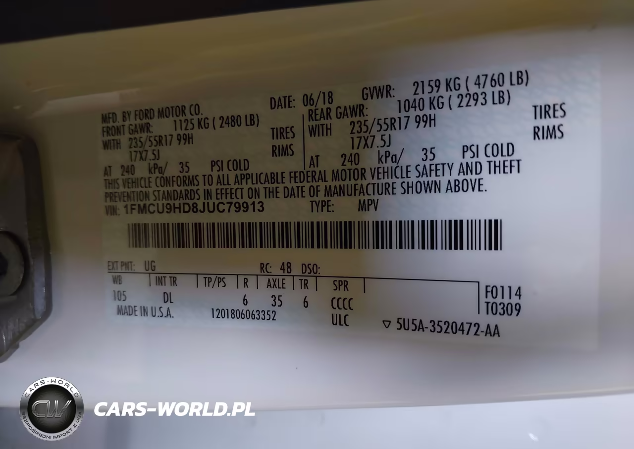 2018 Ford Escape Sel VIN:1FMCU9HD8JUC79913 - 9