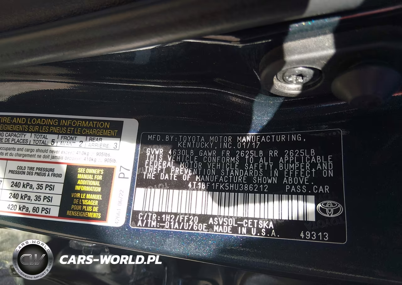 2017 Toyota Camry Se VIN:4T1BF1FK5HU386212 - 9