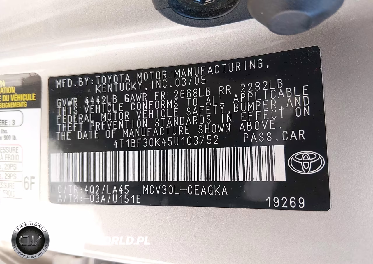 2005 Toyota Camry Xle V6 VIN:4T1BF30K45U103752 - 9