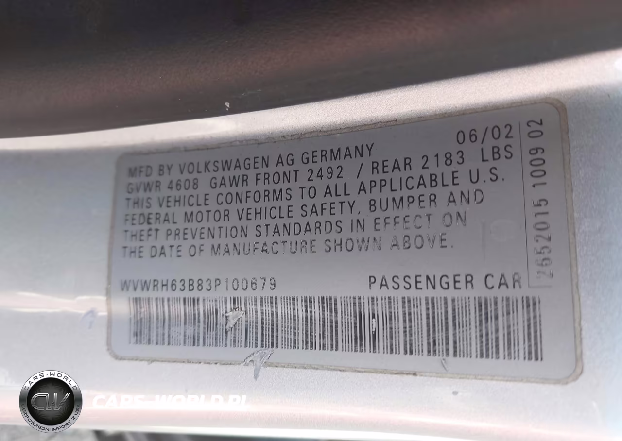 2003 Volkswagen Passat Glx VIN:WVWRH63B83P100679 - 9