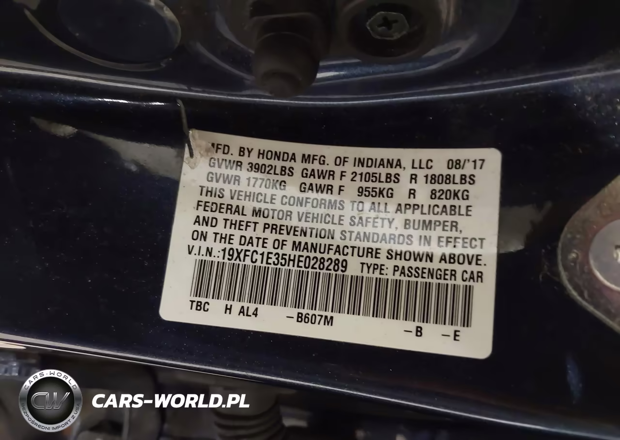 2017 Honda Civic Ex-T VIN:19XFC1E35HE028289 - 9