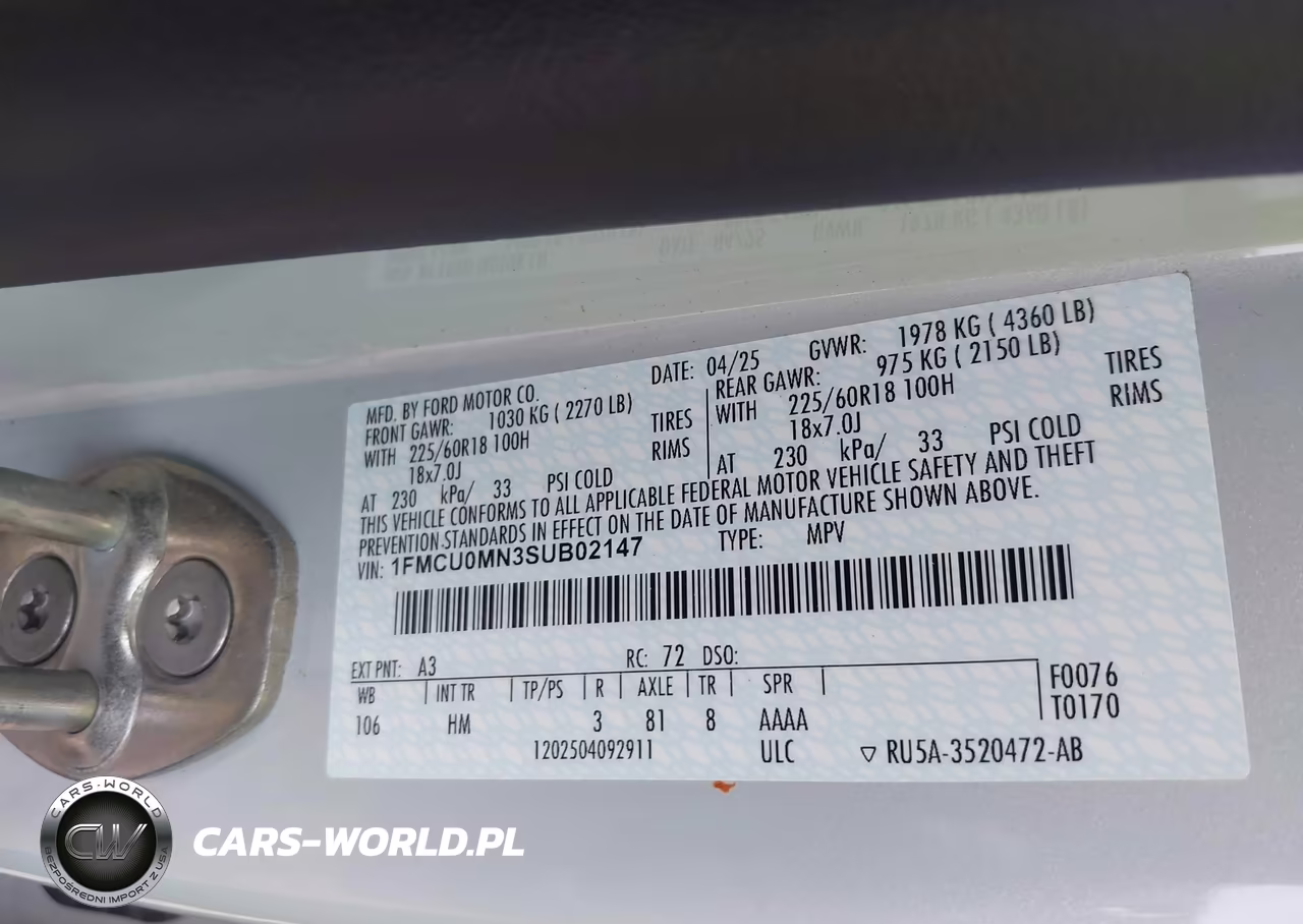 2025 Ford Escape St-Line VIN:1FMCU0MN3SUB02147 - 9