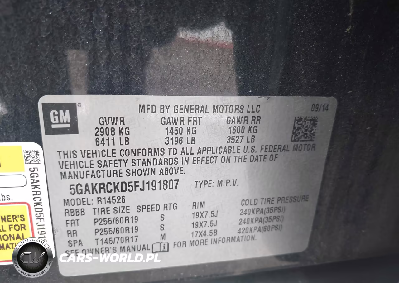 2015 Buick Enclave Premium VIN:5GAKRCKD5FJ191807 - 9