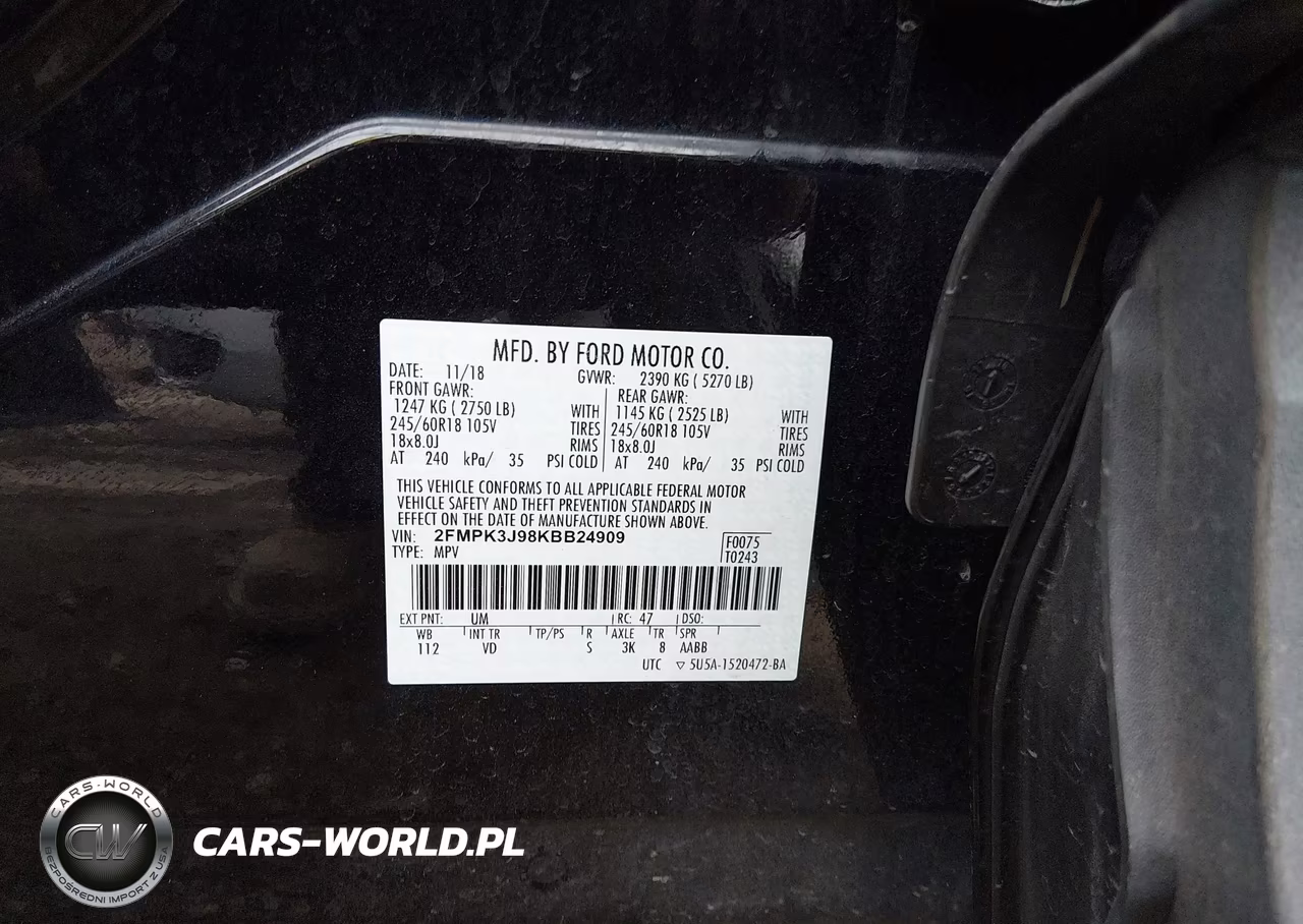 2019 Ford Edge Sel VIN:2FMPK3J98KBB24909 - 9