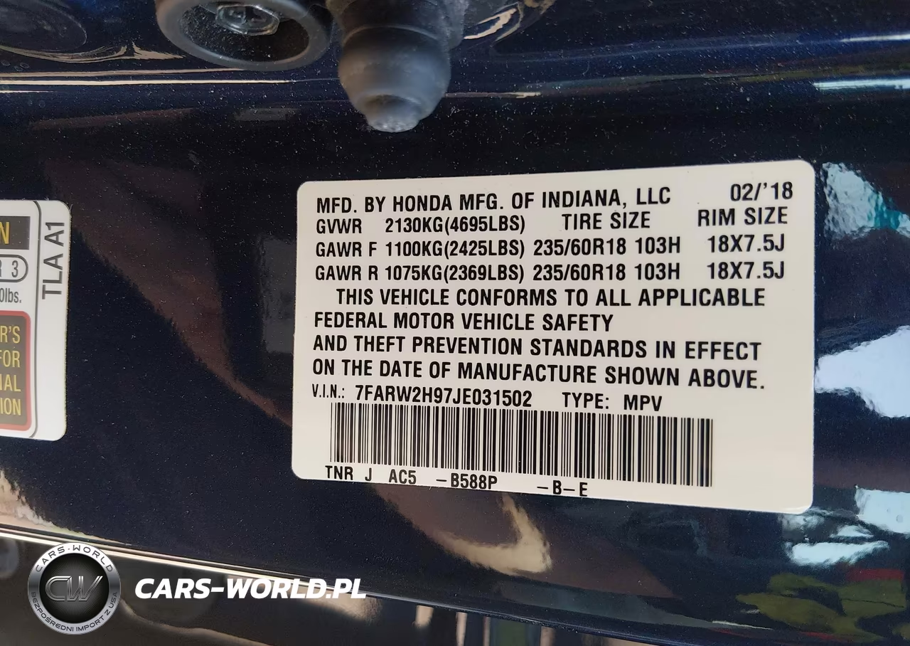 2018 Honda Cr-V Touring VIN:7FARW2H97JE031502 - 9