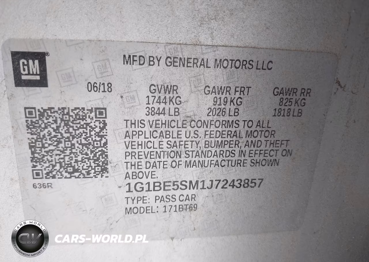 2018 Chevrolet Cruze Lt Auto VIN:1G1BE5SM1J7243857 - 9
