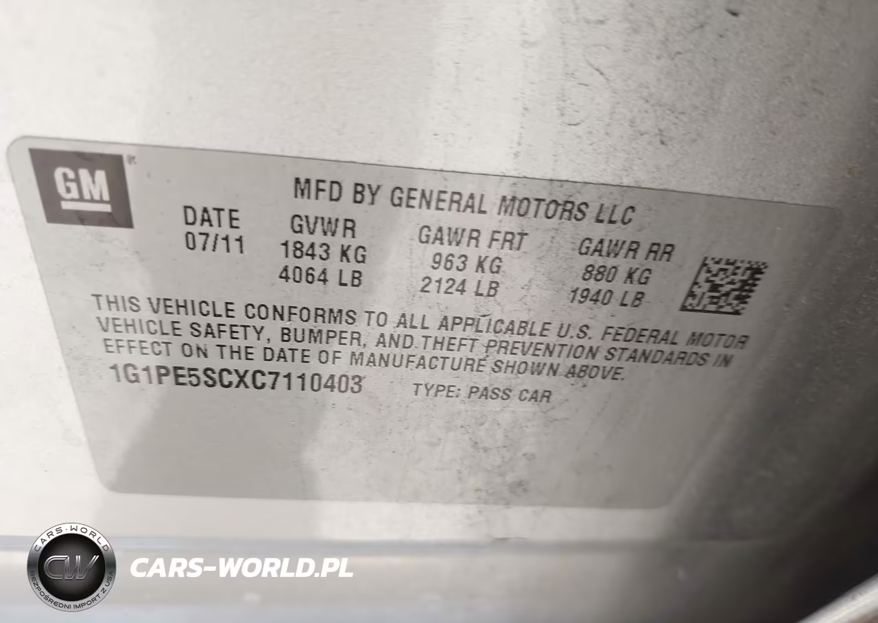 2012 Chevrolet Cruze Lt VIN:1G1PE5SCXC7110403 - 9
