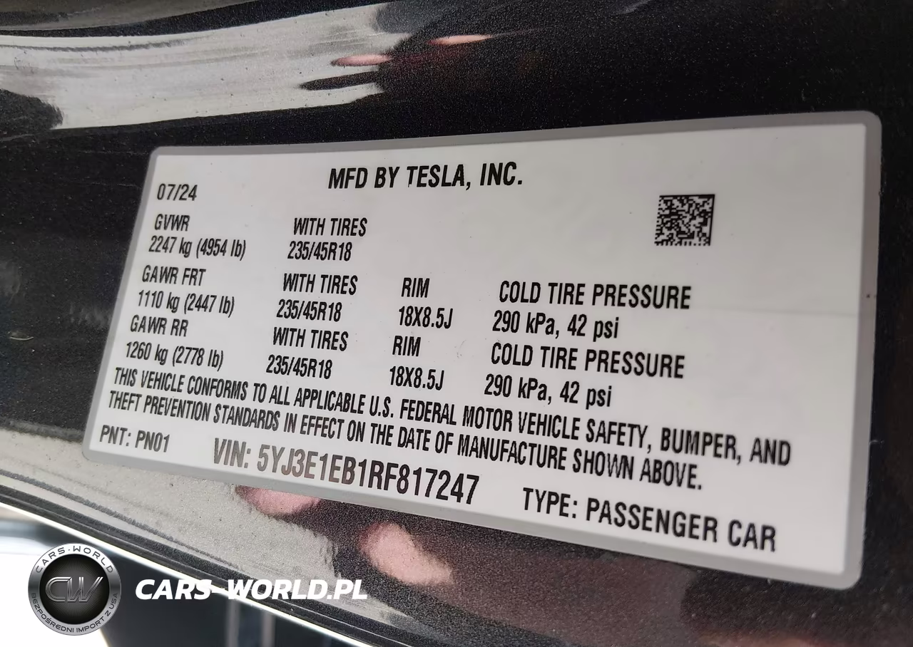 2024 Tesla Model 3 Long Range Dual Motor All-Wheel Drive VIN:5YJ3E1EB1RF817247 - 9