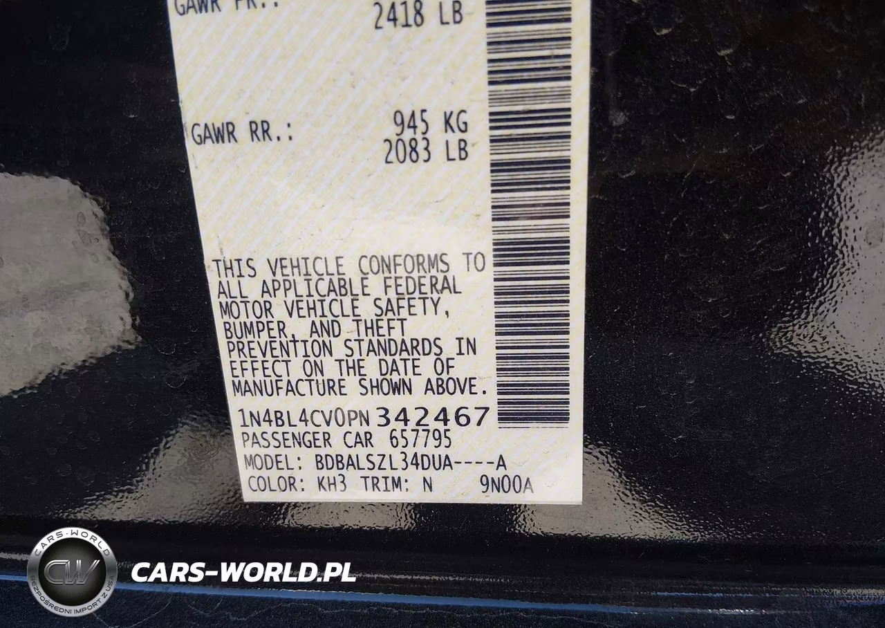 2023 Nissan Altima Sr Fwd VIN:1N4BL4CV0PN342467 - 9