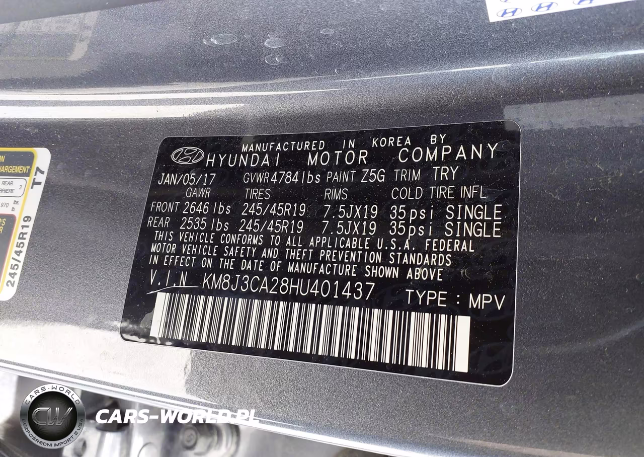 2017 Hyundai Tucson Sport VIN:KM8J3CA28HU401437 - 9