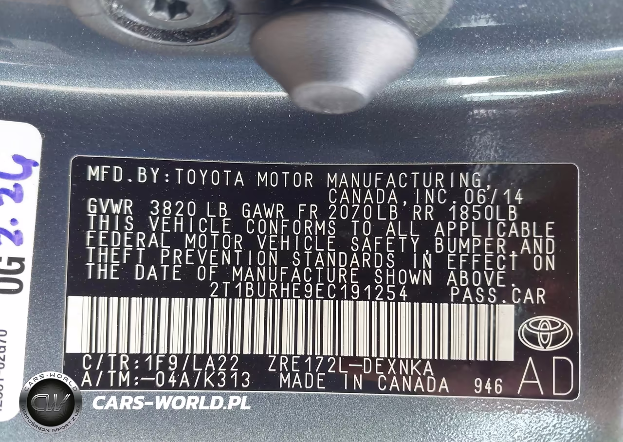 2014 Toyota Corolla Le Premium VIN:2T1BURHE9EC191254 - 9