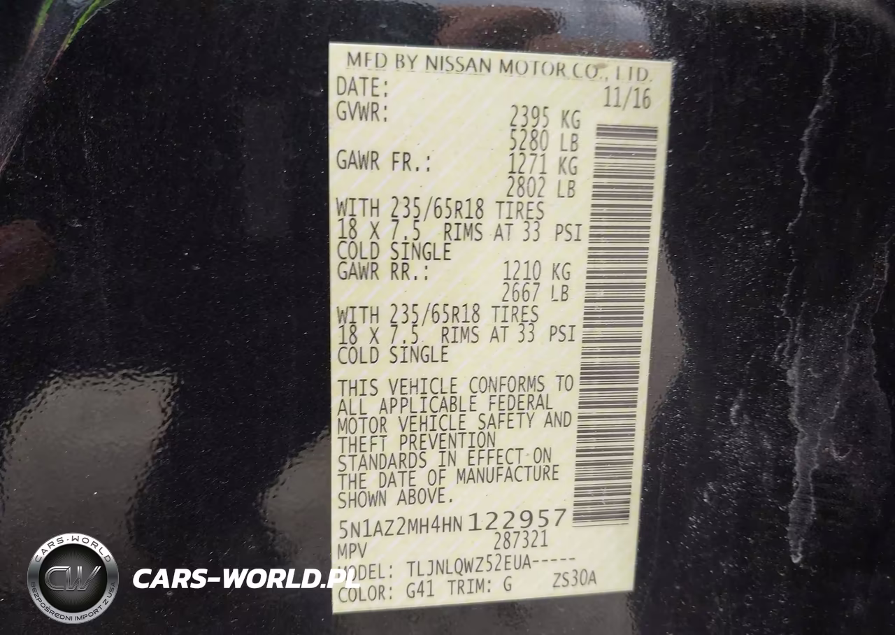 2017 Nissan Murano Sv VIN:5N1AZ2MH4HN122957 - 9