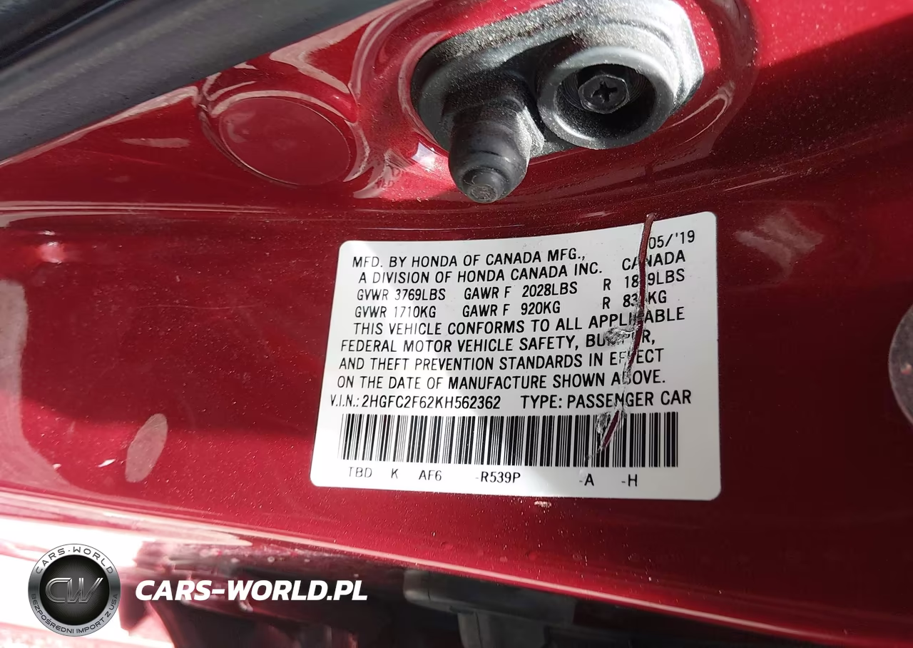 2019 Honda Civic Lx VIN:2HGFC2F62KH562362 - 9