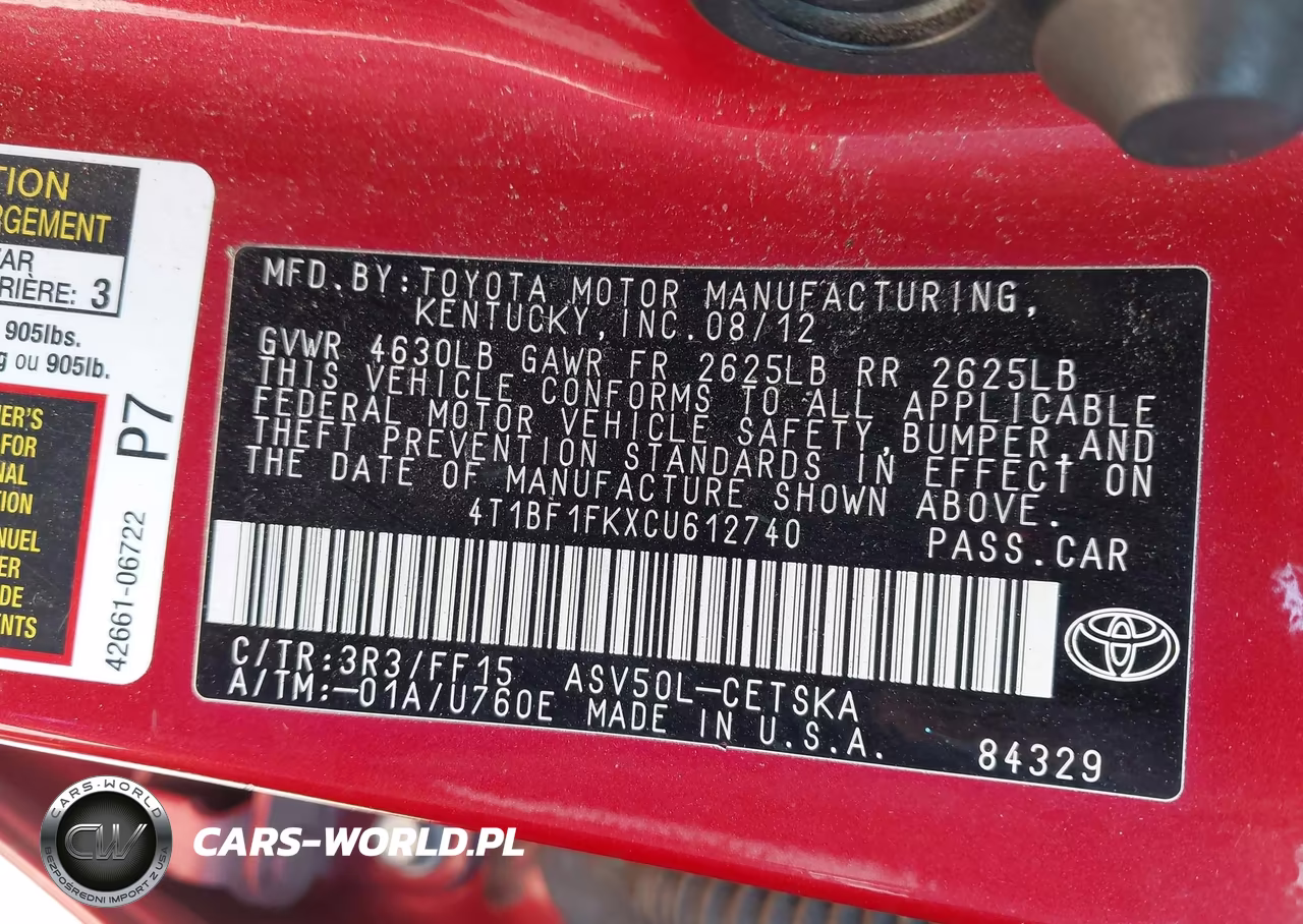 2012 Toyota Camry Se VIN:4T1BF1FKXCU612740 - 9