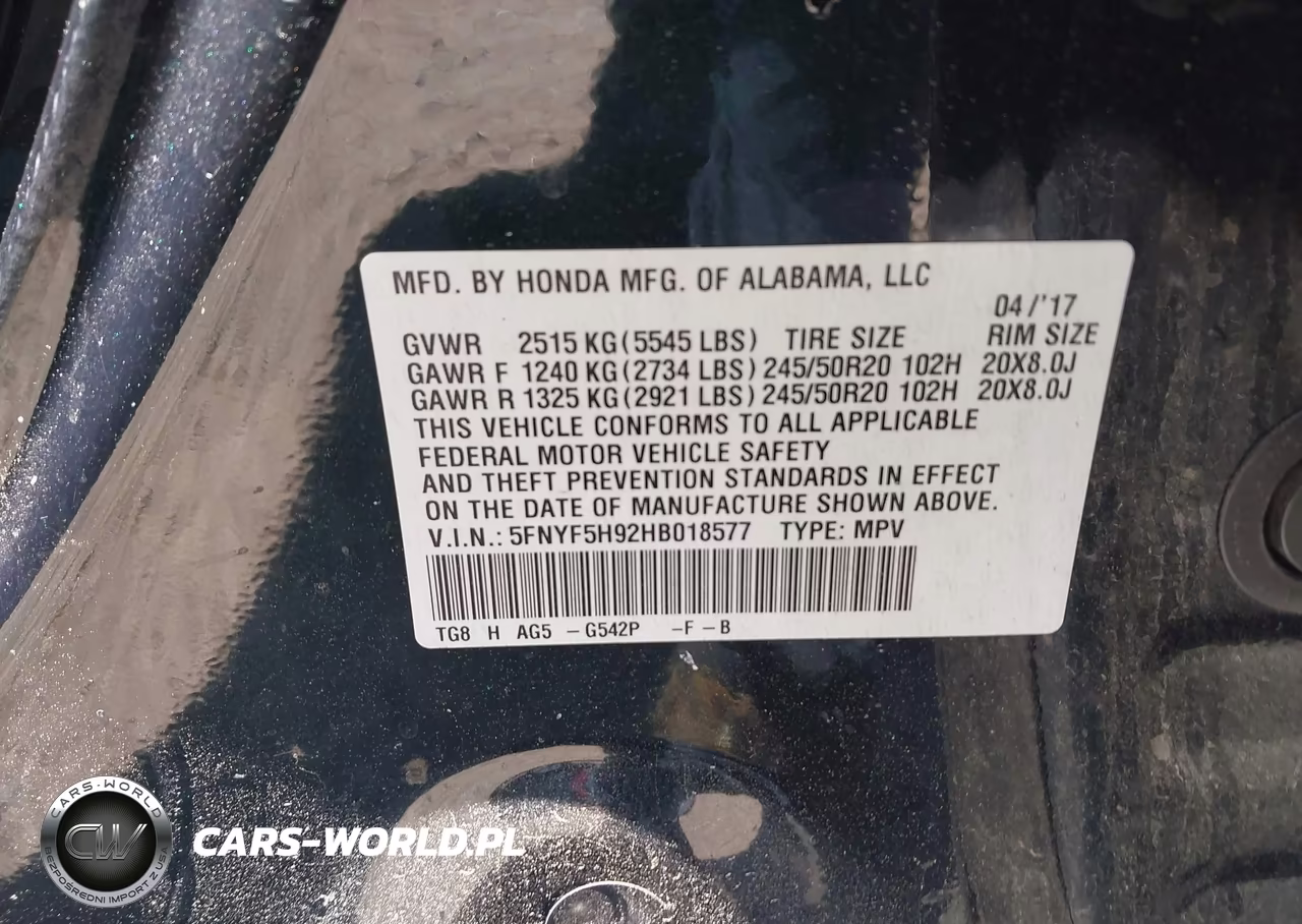 2017 Honda Pilot Touring VIN:5FNYF5H92HB018577 - 9