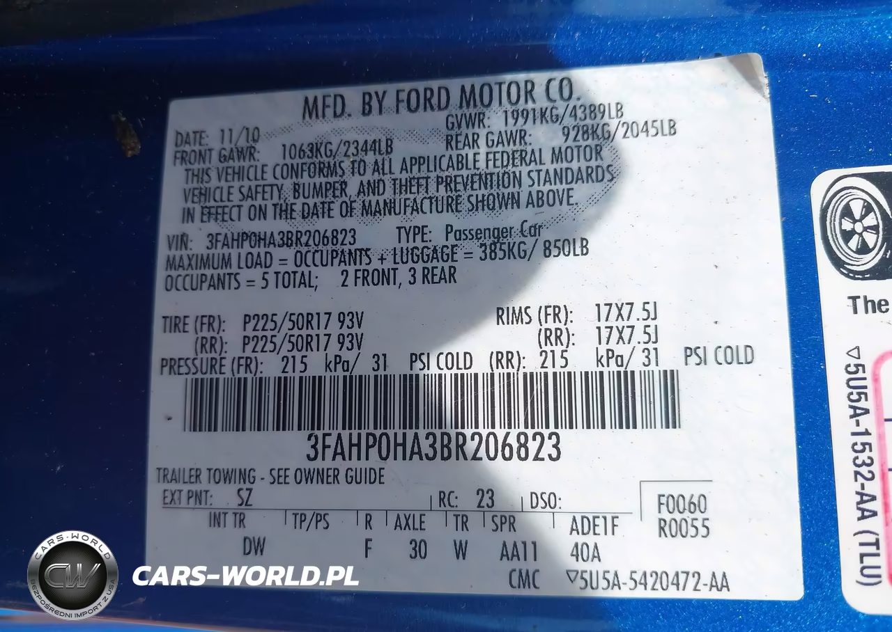 2011 Ford Fusion Se VIN:3FAHP0HA3BR206823 - 9