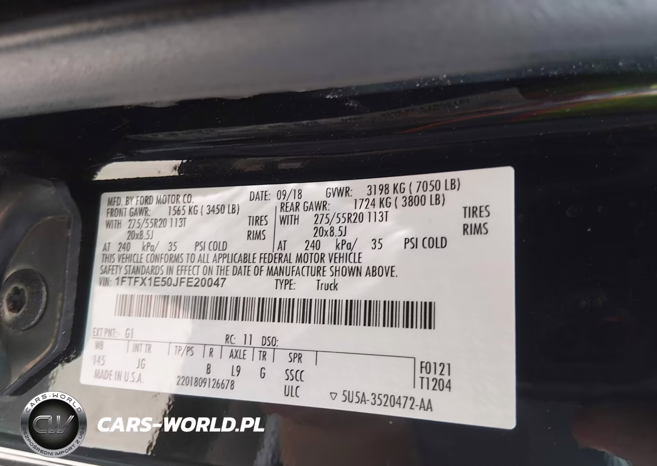 2018 Ford F-150 Xl VIN:1FTFX1E50JFE20047 - 9