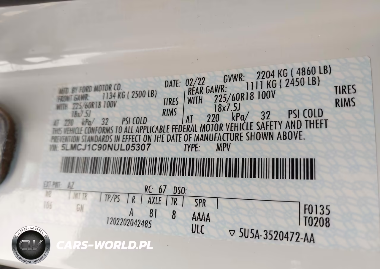 2022 Lincoln Corsair Standard VIN:5LMCJ1C90NUL05307 - 9