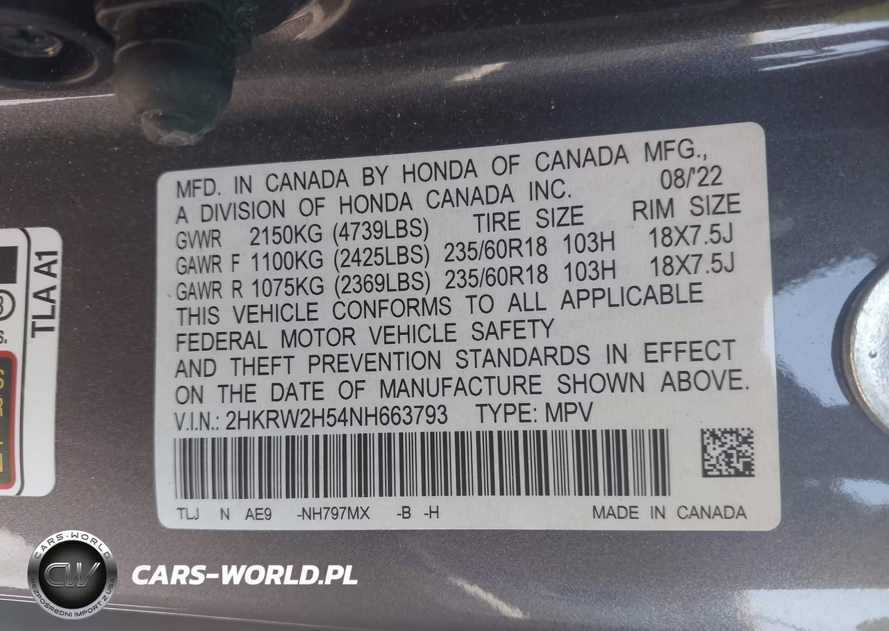 2022 Honda Cr-V Awd Ex VIN:2HKRW2H54NH663793 - 9
