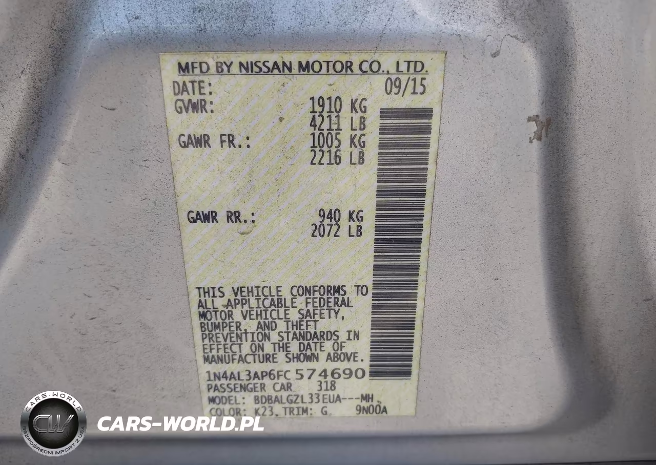 2015 Nissan Altima 2.5 S VIN:1N4AL3AP6FC574690 - 9