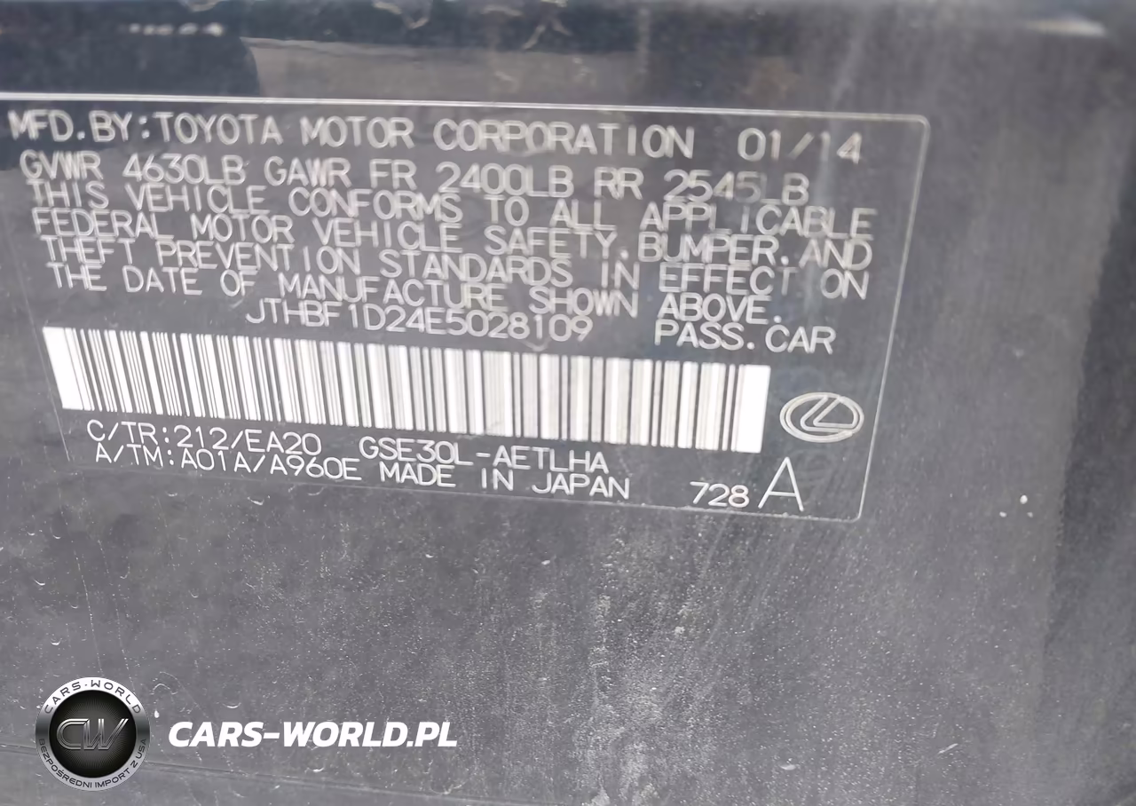 2014 Lexus Is 250 VIN:JTHBF1D24E5028109 - 9